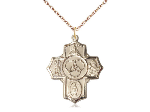 14kt Gold Filled Blended Family 5-Way Pendant on a Gold Filled Chain