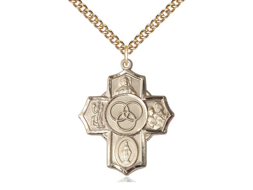 14kt Gold Filled Blended Family 5-Way Pendant on a Gold Filled Chain