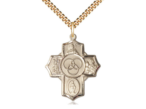 14kt Gold Filled Blended Family 5-Way Pendant on a Gold Filled Chain