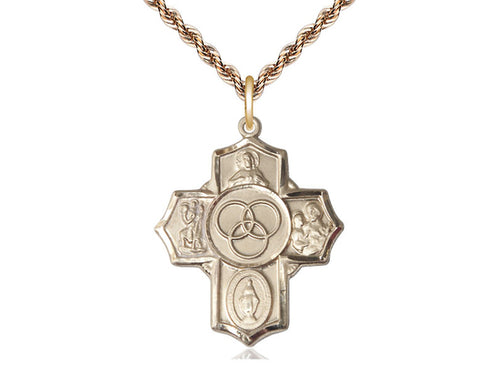 14kt Gold Filled Blended Family 5-Way Pendant on a Gold Filled Chain