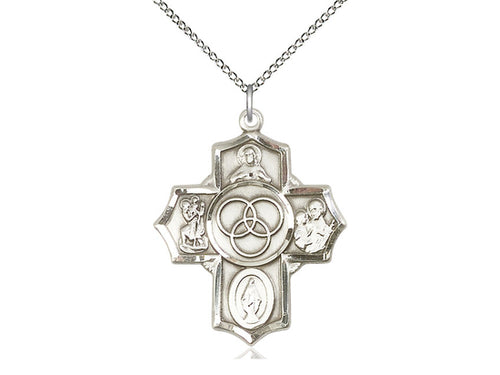 Sterling Silver Blended Family 5-Way Pendant on a Sterling Silver Chain