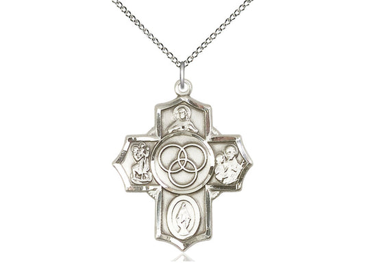 Colgante de 5 vías de Familia Mezcle de plata esterlina en una cadena de plata esterlina