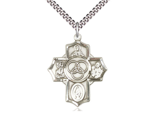 Sterling Silver Blended Family 5-Way Pendant on a Sterling Silver Chain