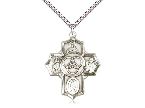 Sterling Silver Blended Family 5-Way Pendant on a Sterling Silver Chain