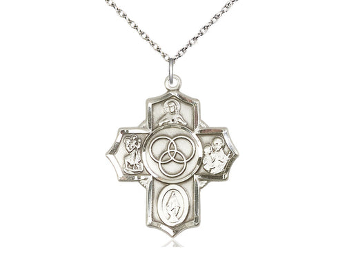 Sterling Silver Blended Family 5-Way Pendant on a Sterling Silver Chain