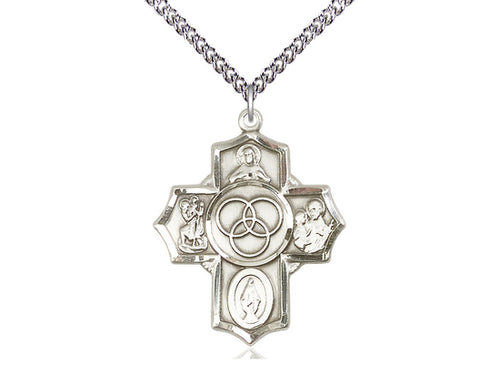 Sterling Silver Blended Family 5-Way Pendant on a Sterling Silver Chain