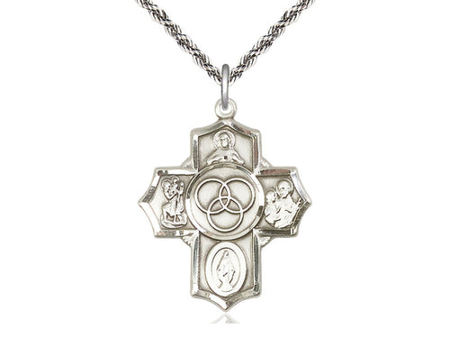 Sterling Silver Blended Family 5-Way Pendant on a Sterling Silver Chain