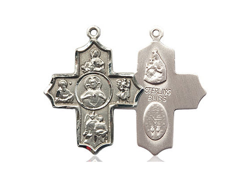 Sterling Silver Sacred Heart 5-Way Pendant on a Sterling Silver Chain