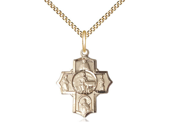 14kt Gold Filled 5-Way Special Needs Pendant on a Gold Plate Chain