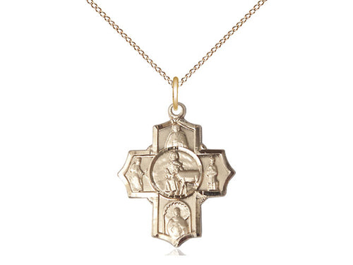 14kt Gold Filled 5-Way Special Needs Pendant on a Gold Plate Chain
