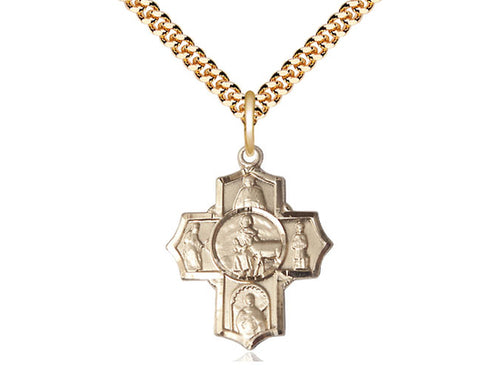 14kt Gold Filled 5-Way Special Needs Pendant on a Gold Plate Chain