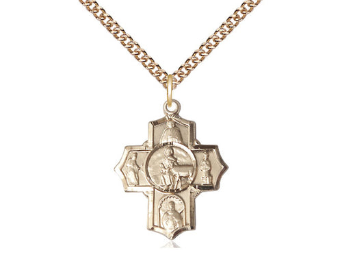 14kt Gold Filled 5-Way Special Needs Pendant on a Gold Plate Chain