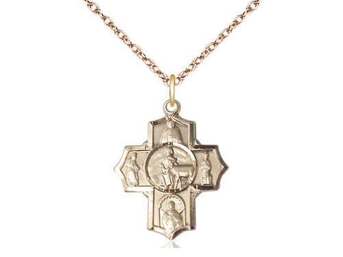 14kt Gold Filled 5-Way Special Needs Pendant on a Gold Plate Chain