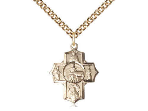 14kt Gold Filled 5-Way Special Needs Pendant on a Gold Plate Chain