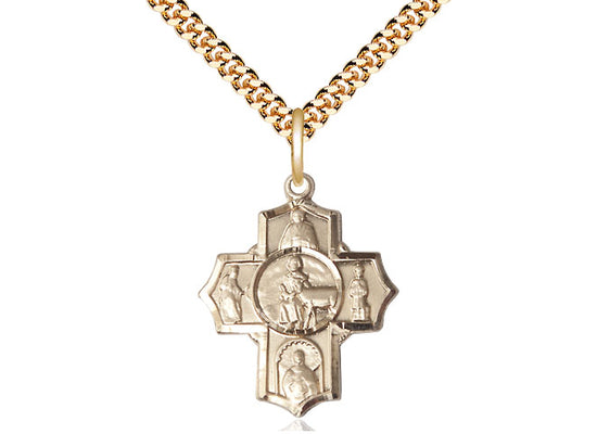 14kt Gold Filled 5-Way Special Needs Pendant on a Gold Plate Chain