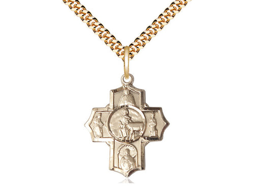 14kt Gold Filled 5-Way Special Needs Pendant on a Gold Plate Chain