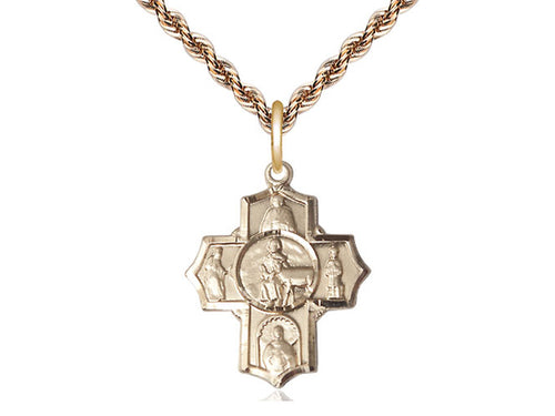 14kt Gold Filled 5-Way Special Needs Pendant on a Gold Plate Chain