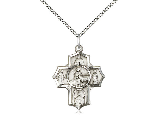 Sterling Silver 5-Way / Special Needs Medal on a Sterling Silver Chain