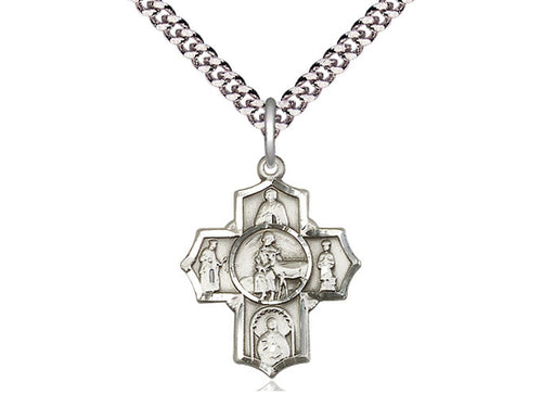 Sterling Silver 5-Way / Special Needs Medal on a Sterling Silver Chain