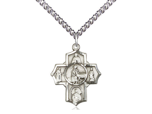 Sterling Silver 5-Way / Special Needs Medal on a Sterling Silver Chain