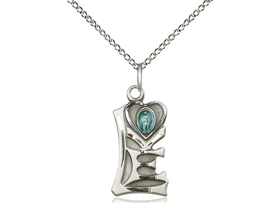 Sterling Silver Miraculous Pendant on an 18-Inch Sterling Silver Light Curb Chain