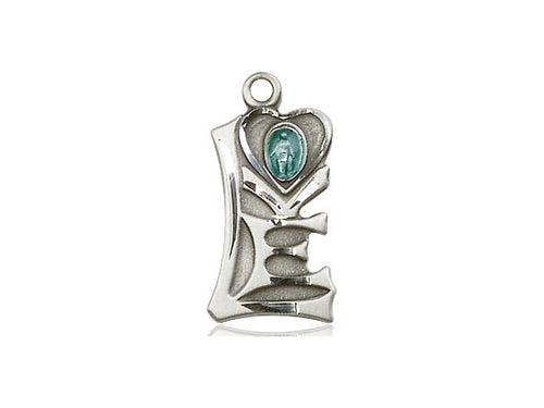 Sterling Silver Miraculous Pendant on an 18-Inch Sterling Silver Light Curb Chain