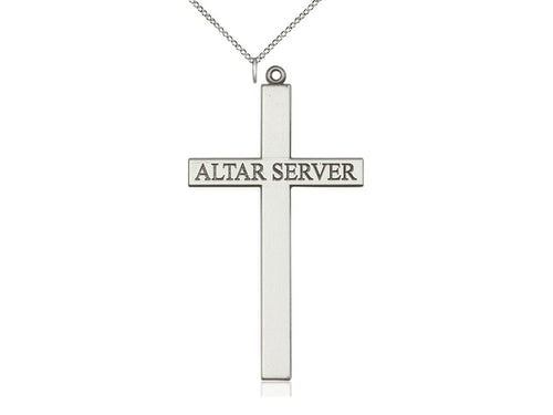 Sterling Silver Altar Server Cross Pendant on a Sterling Silver Chain