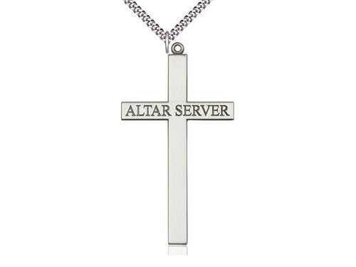 Sterling Silver Altar Server Cross Pendant on a Sterling Silver Chain