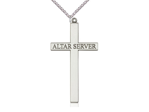 Sterling Silver Altar Server Cross Pendant on a Sterling Silver Chain