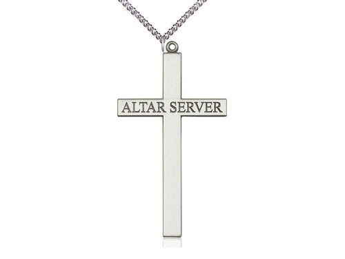 Sterling Silver Altar Server Cross Pendant on a Sterling Silver Chain