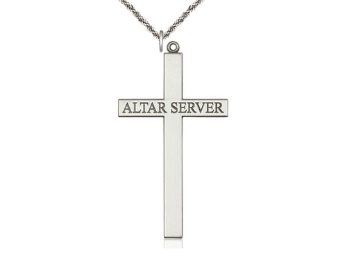 Sterling Silver Altar Server Cross Pendant on a Sterling Silver Chain
