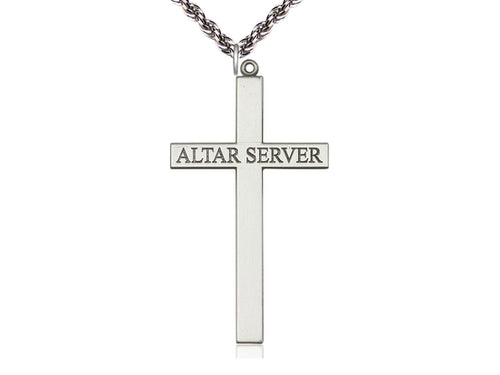 Sterling Silver Altar Server Cross Pendant on a Sterling Silver Chain