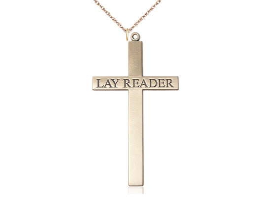 Colgante de lector de lector relleno de oro de 14kt en una cadena de placas de oro