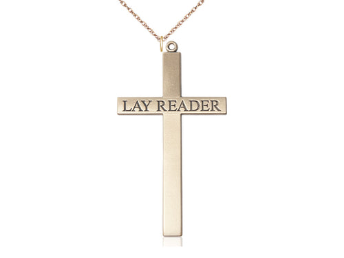 14kt Gold Filled Lay Reader Cross Pendant on a Gold Plate Chain