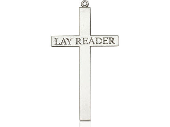 Colgante cruzado de lector de plata esterlina en una cadena de rodio ligero