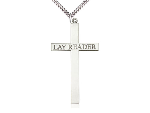 Sterling Silver Lay Reader Cross Pendant on a Sterling Silver Chain