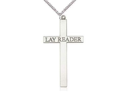 Sterling Silver Lay Reader Cross Pendant on a Sterling Silver Chain