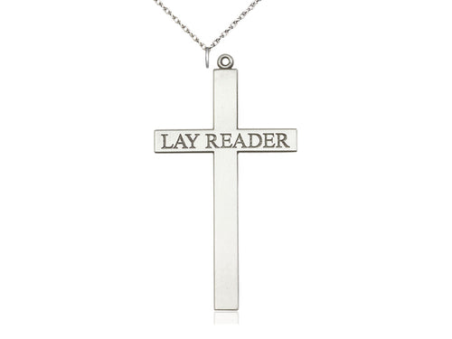 Sterling Silver Lay Reader Cross Pendant on a Sterling Silver Chain