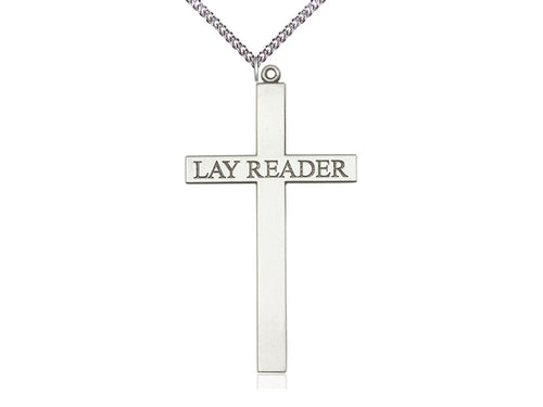 Sterling Silver Lay Reader Cross Pendant on a Sterling Silver Chain