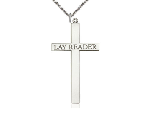 Sterling Silver Lay Reader Cross Pendant on a Sterling Silver Chain
