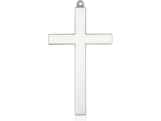 Colgante cruzado de plata esterlina en una cadena de acera pesada de rodio de 24 pulgadas