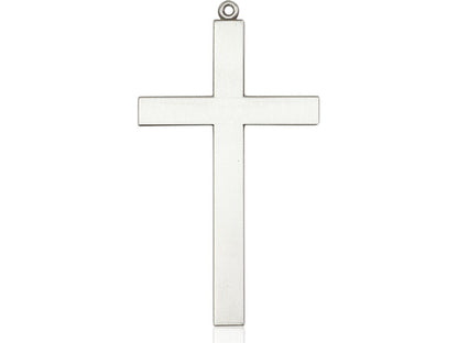 Colgante cruzado de plata esterlina en una cadena de acera pesada de rodio de 24 pulgadas