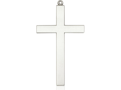 Sterling Silver Cross Pendant on a 24-Inch Light Rhodium Heavy Curb Chain
