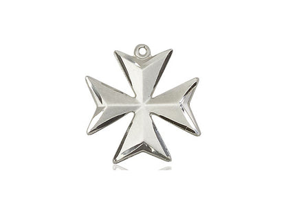 Sterling Silver Maltese Cross Pendant on an 18-Inch Sterling Silver Light Curb Chain