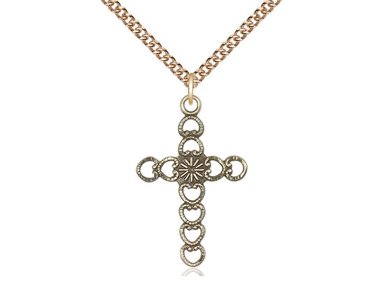 14kt Gold Hearts w/Sunburst Medal