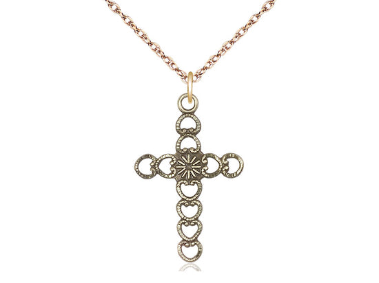 14kt Gold Hearts w/Sunburst Medal