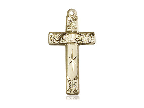 14kt Gold Filled Cross Pendant on Gold Plate Chain
