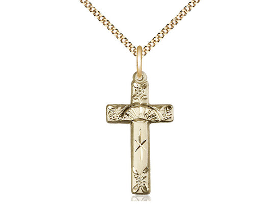 14kt Gold Filled Cross Pendant on Gold Plate Chain