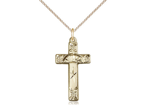 14kt Gold Filled Cross Pendant on Gold Plate Chain