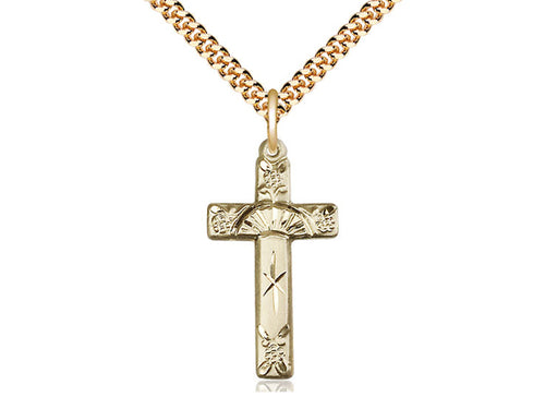 14kt Gold Filled Cross Pendant on Gold Plate Chain